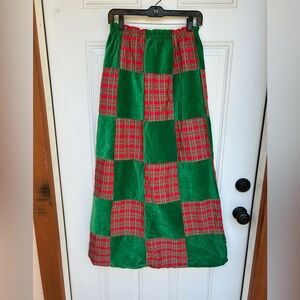 Patchwork Christmas colors! Red & Green Velvet plaid skirt